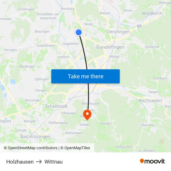 Holzhausen to Wittnau map