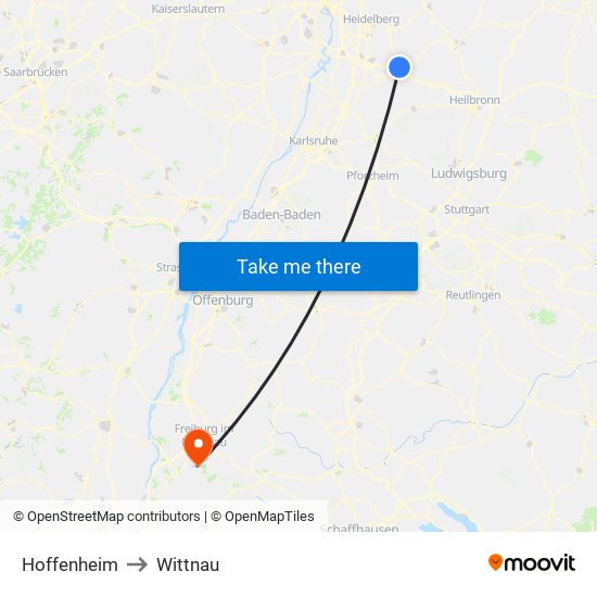 Hoffenheim to Wittnau map