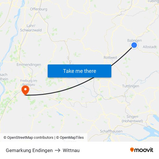 Gemarkung Endingen to Wittnau map