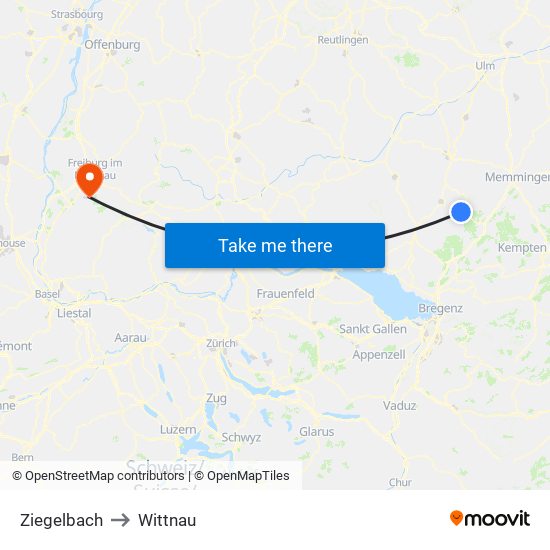 Ziegelbach to Wittnau map