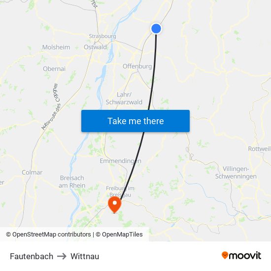 Fautenbach to Wittnau map