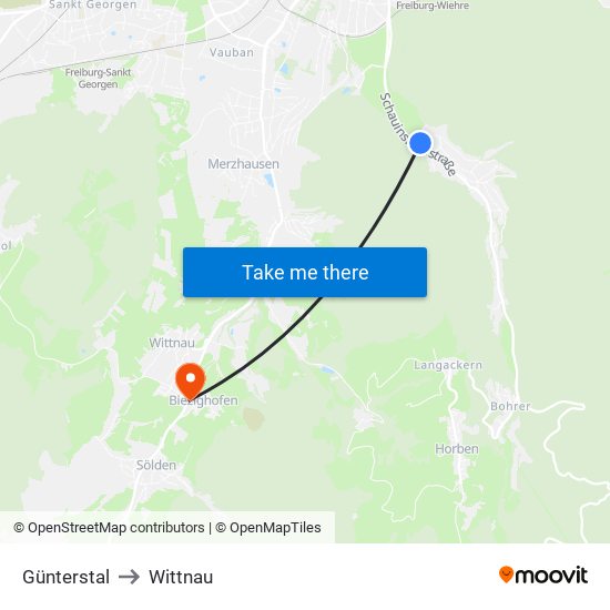 Günterstal to Wittnau map