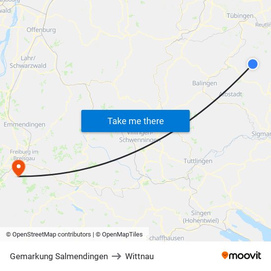 Gemarkung Salmendingen to Wittnau map