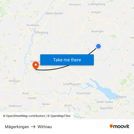 Mägerkingen to Wittnau map