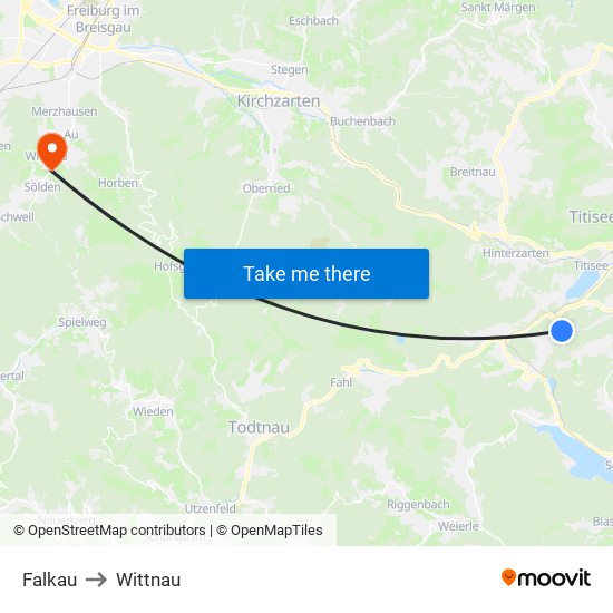 Falkau to Wittnau map
