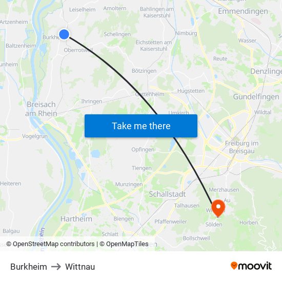 Burkheim to Wittnau map