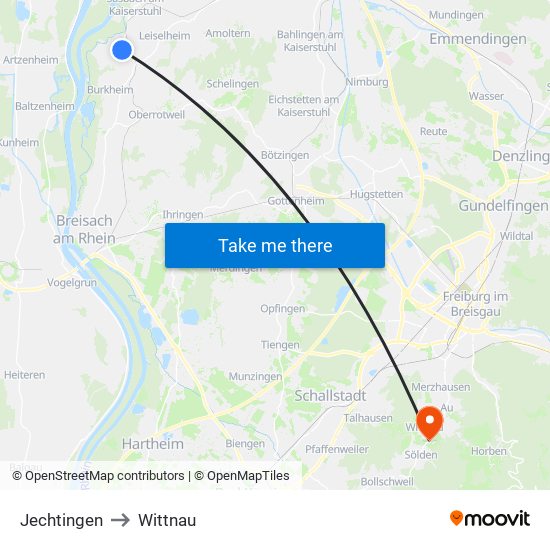 Jechtingen to Wittnau map