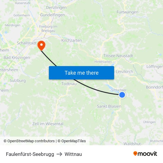 Faulenfürst-Seebrugg to Wittnau map