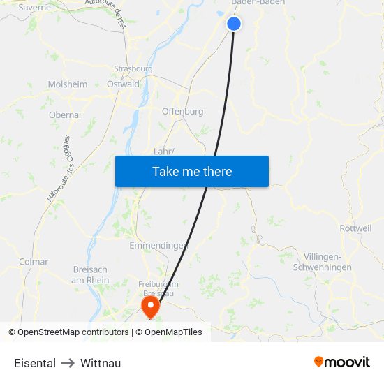 Eisental to Wittnau map