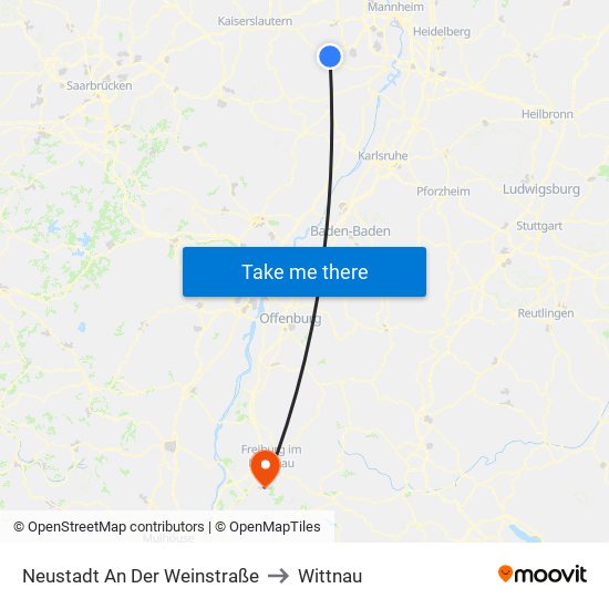 Neustadt An Der Weinstraße to Wittnau map