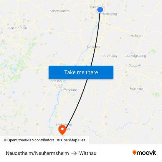 Neuostheim/Neuhermsheim to Wittnau map