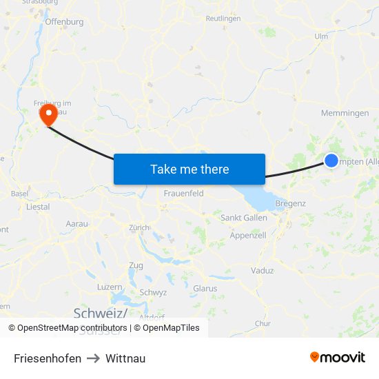 Friesenhofen to Wittnau map