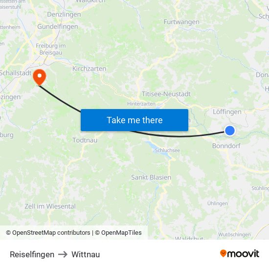 Reiselfingen to Wittnau map