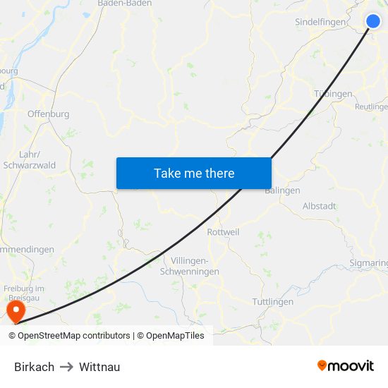 Birkach to Wittnau map