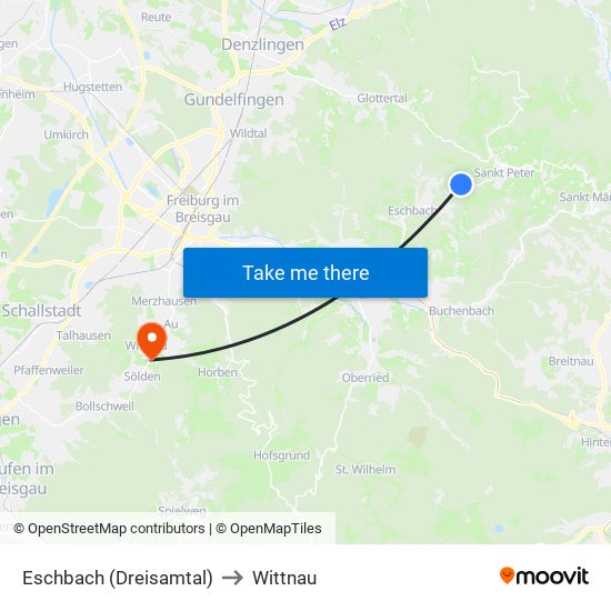 Eschbach (Dreisamtal) to Wittnau map