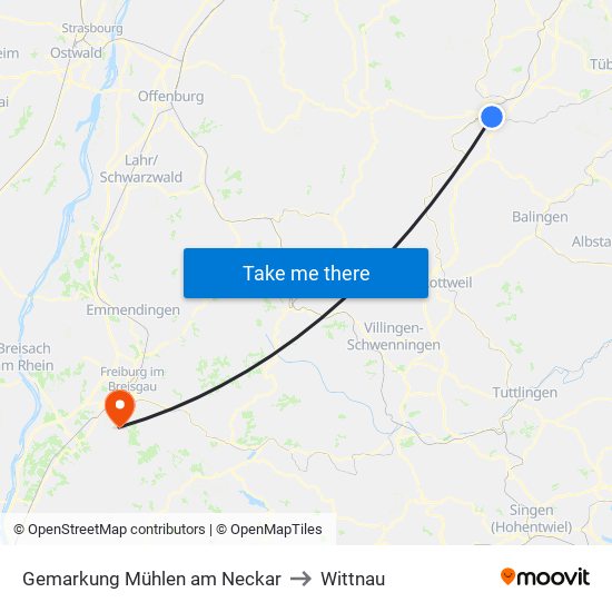 Gemarkung Mühlen am Neckar to Wittnau map