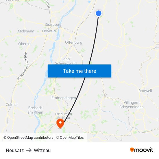 Neusatz to Wittnau map