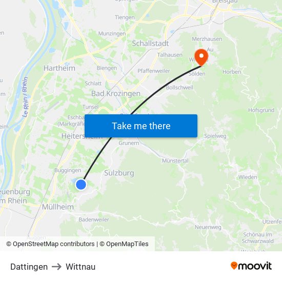 Dattingen to Wittnau map