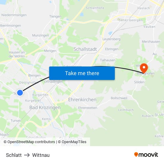 Schlatt to Wittnau map