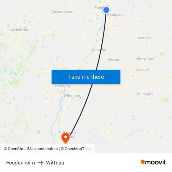 Feudenheim to Wittnau map