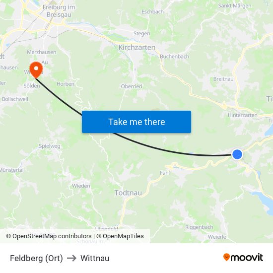 Feldberg (Ort) to Wittnau map