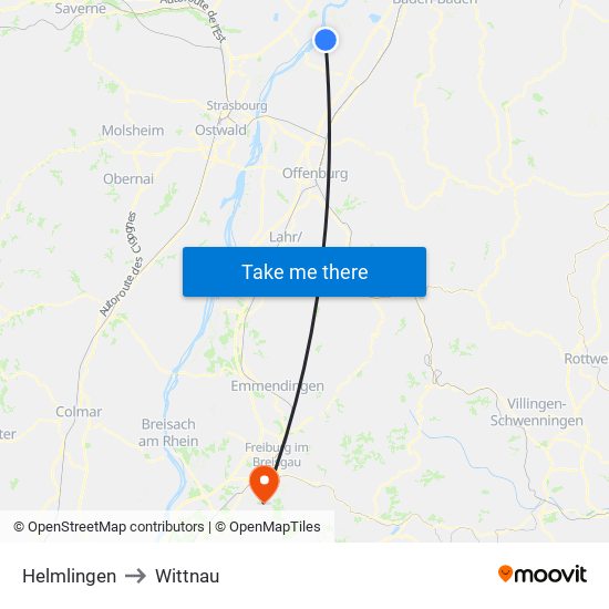 Helmlingen to Wittnau map