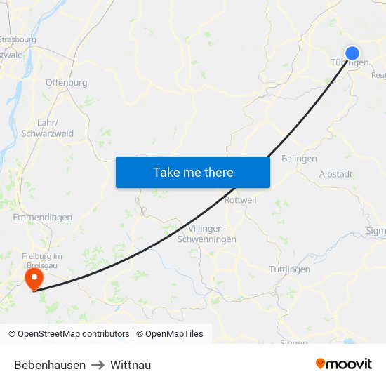 Bebenhausen to Wittnau map