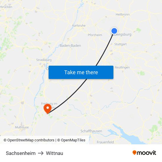 Sachsenheim to Wittnau map