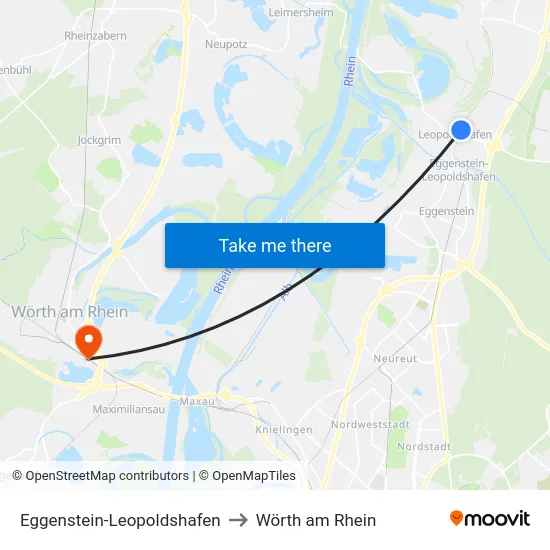 Eggenstein-Leopoldshafen to Wörth am Rhein map
