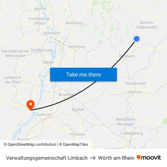 Verwaltungsgemeinschaft Limbach to Wörth am Rhein map