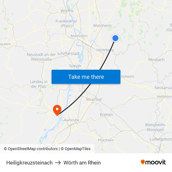 Heiligkreuzsteinach to Wörth am Rhein map