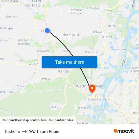 Insheim to Wörth am Rhein map