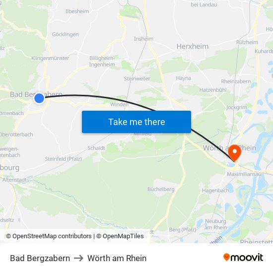 Bad Bergzabern to Wörth am Rhein map