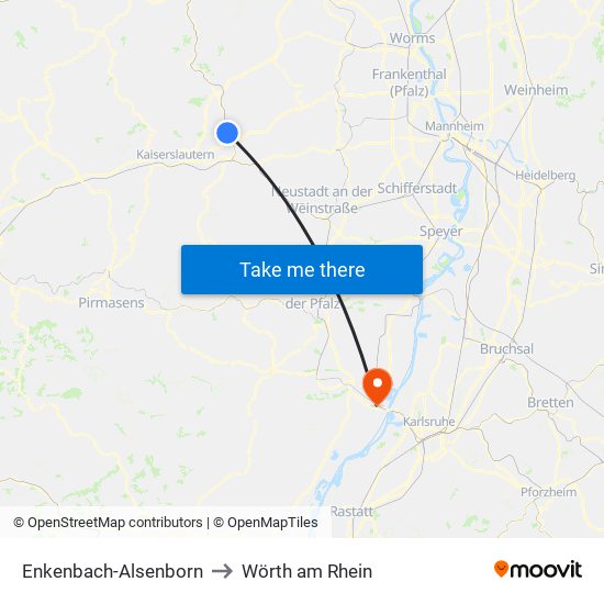 Enkenbach-Alsenborn to Wörth am Rhein map