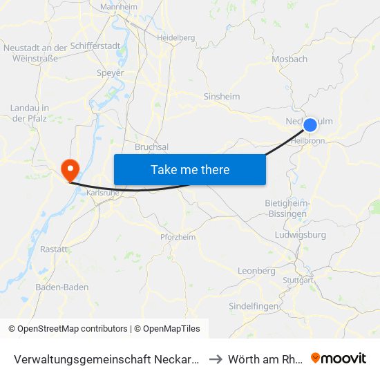 Verwaltungsgemeinschaft Neckarsulm to Wörth am Rhein map