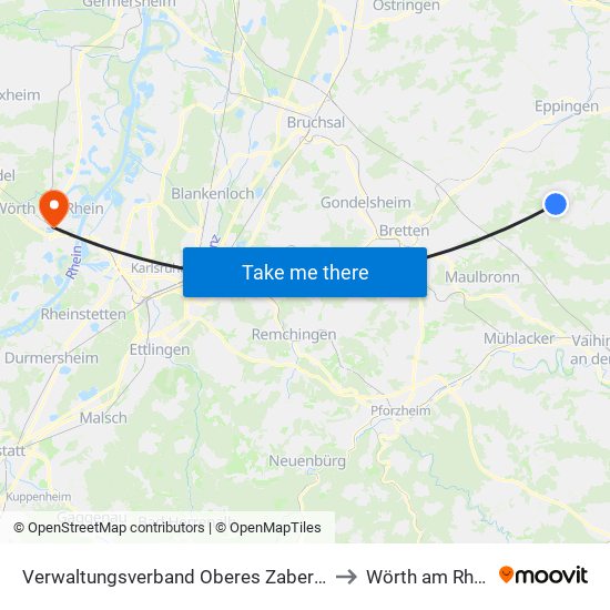 Verwaltungsverband Oberes Zabergäu to Wörth am Rhein map