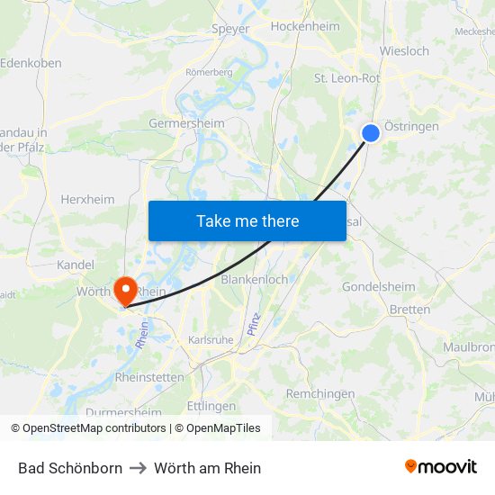 Bad Schönborn to Wörth am Rhein map