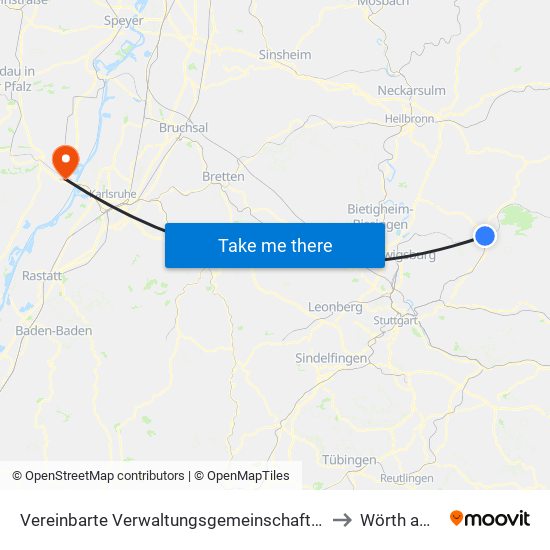 Vereinbarte Verwaltungsgemeinschaft Der Stadt Backnang to Wörth am Rhein map