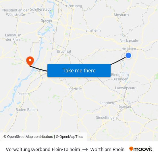 Verwaltungsverband Flein-Talheim to Wörth am Rhein map