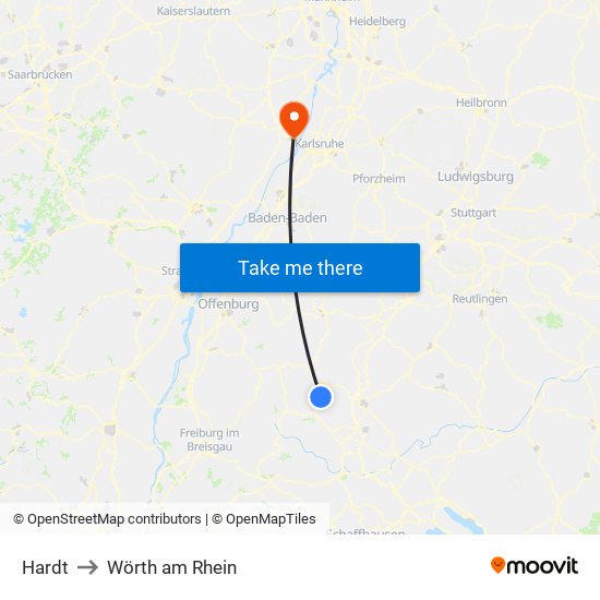 Hardt to Wörth am Rhein map