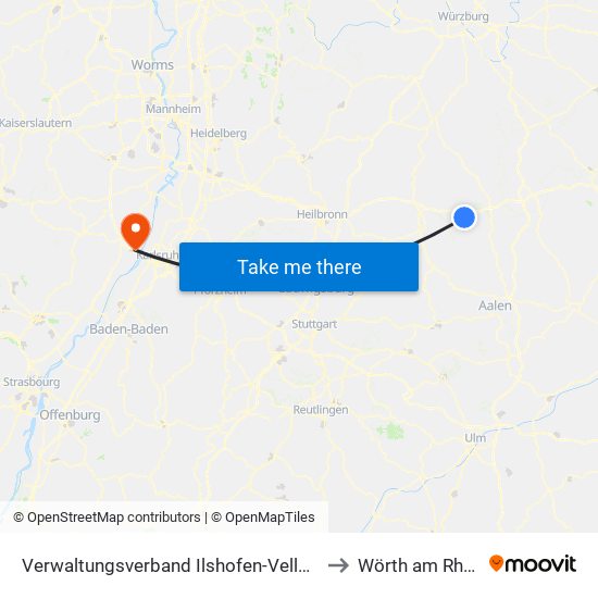 Verwaltungsverband Ilshofen-Vellberg to Wörth am Rhein map