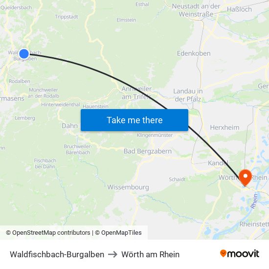 Waldfischbach-Burgalben to Wörth am Rhein map