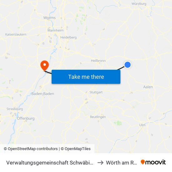 Verwaltungsgemeinschaft Schwäbisch Hall to Wörth am Rhein map