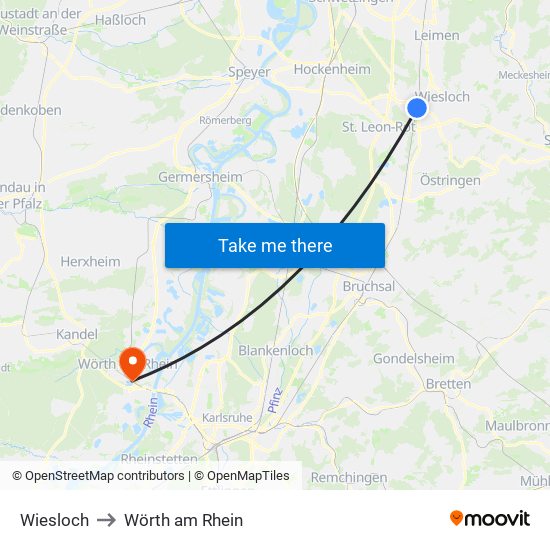 Wiesloch to Wörth am Rhein map