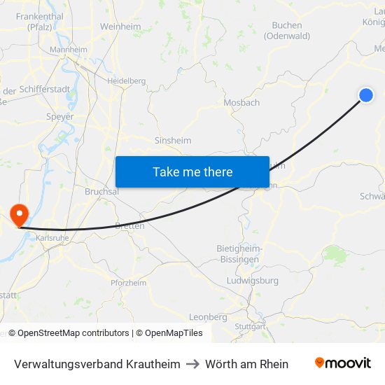 Verwaltungsverband Krautheim to Wörth am Rhein map