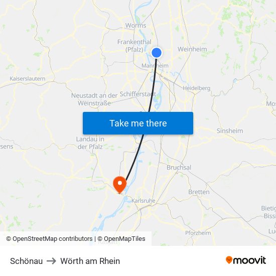 Schönau to Wörth am Rhein map