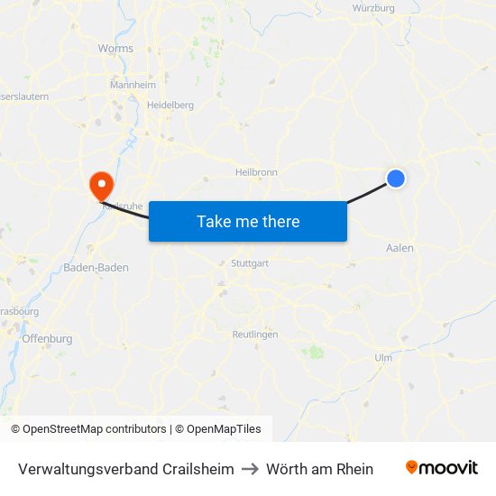 Verwaltungsverband Crailsheim to Wörth am Rhein map