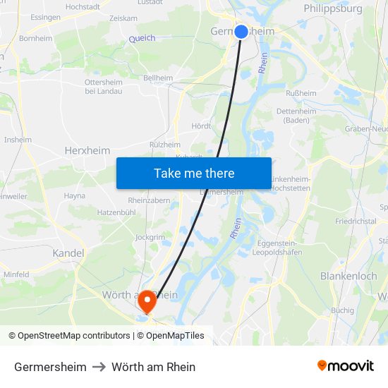 Germersheim to Wörth am Rhein map