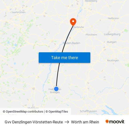 Gvv Denzlingen-Vörstetten-Reute to Wörth am Rhein map