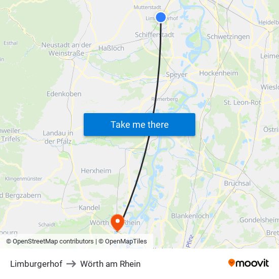 Limburgerhof to Wörth am Rhein map